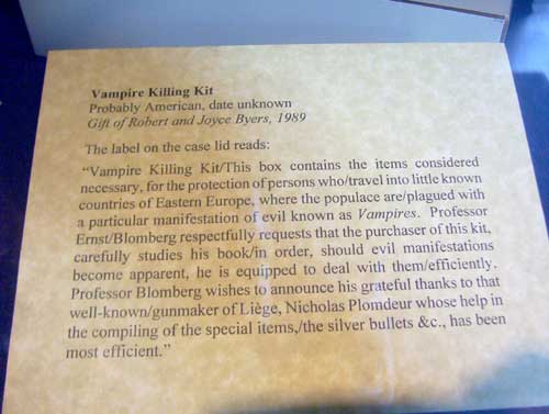 Mercer Museum Vampire Killing Kit Information