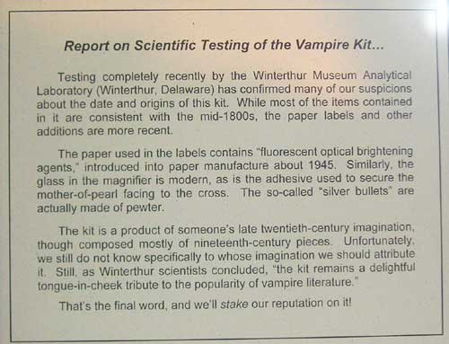 Mercer Museum Vampire Killing Kit Scientific Study