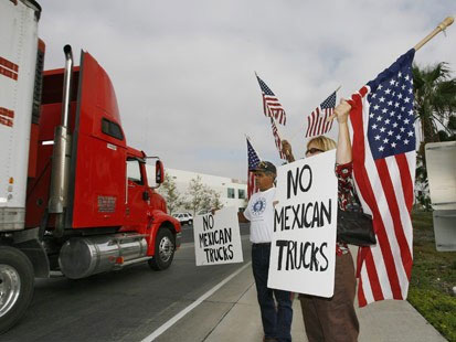 Minutemen Robin and Raymond Protest Mexican Trucks