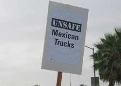 Teamsters Protest Sign Unsafe Mexican Trucks