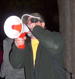 Wilkes-Barre Vicente Fox Protest manning the bullhorn