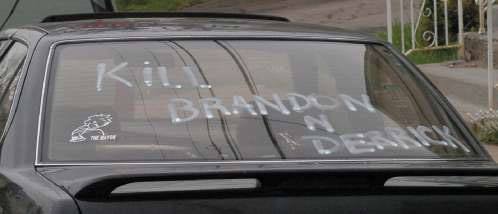 A Car Window Calls For The Killing of Brandon Piekarsky and Derrick Donchak